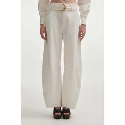 Pure White Barrel Trousers
