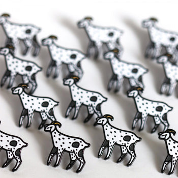 White Goat Enamel Pin