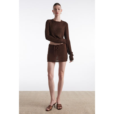 Voyage Brown Knitted Mini Skirt
