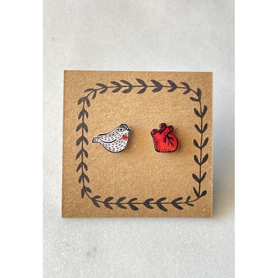 Sparrow And Heart Earrings