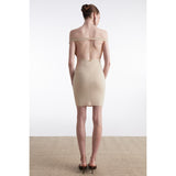 Fine Line Beige Knitted Mini Dress