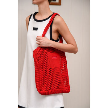 Ettu Red Knitted Tote Bag