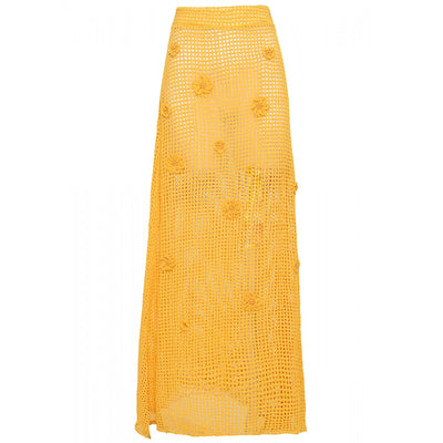 Golden Blossom Glacier Long Skirt