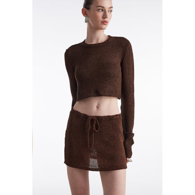 Voyage Brown Knitted Mini Skirt