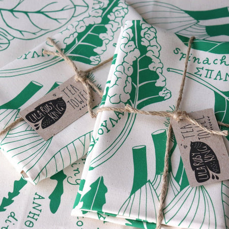 Greek Greens Tea Towel