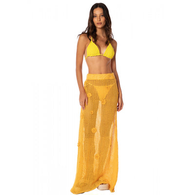 Golden Blossom Glacier Long Skirt