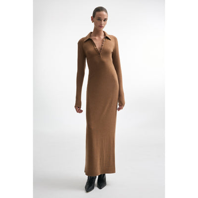 Whitney Long Sleeve Brown Dress