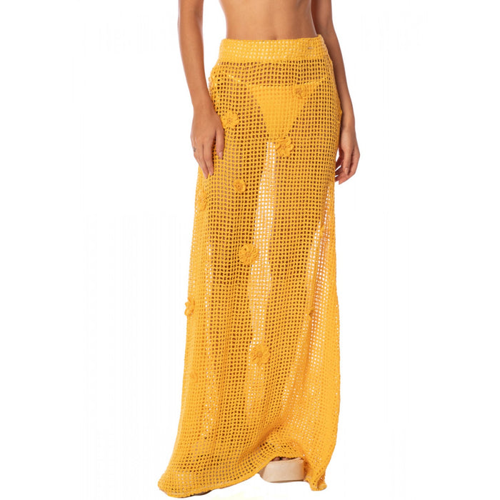 Golden Blossom Glacier Long Skirt
