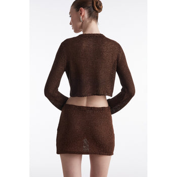 Voyage Brown Knitted Mini Skirt