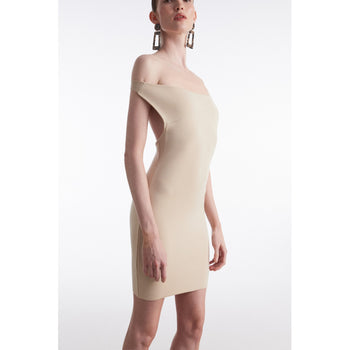 Fine Line Beige Knitted Mini Dress