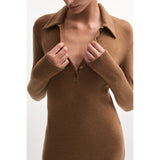 Whitney Long Sleeve Brown Dress