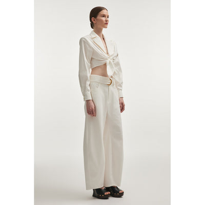 Pure White Barrel Trousers