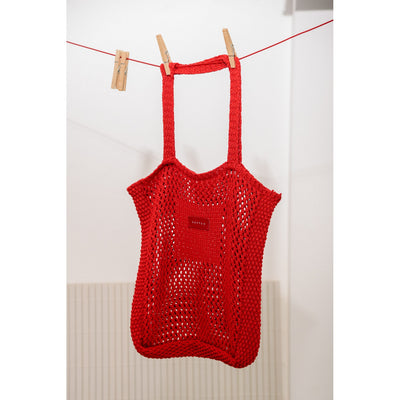 Ettu Red Knitted Tote Bag