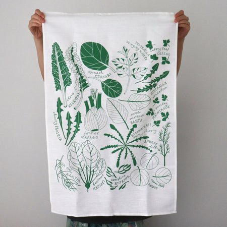 Greek Greens Tea Towel