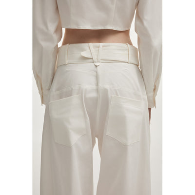 Pure White Barrel Trousers