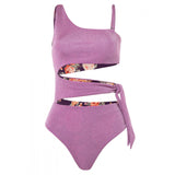 Shinny Plum Stunning Cut Out Swimsuit