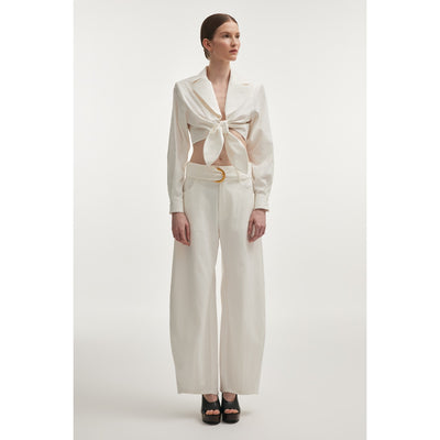 Pure White Barrel Trousers
