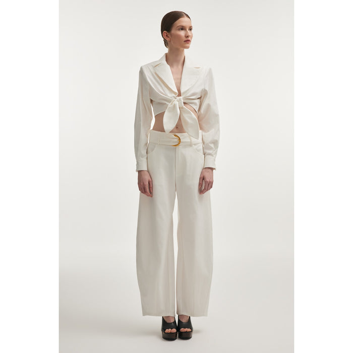 Pure White Barrel Trousers