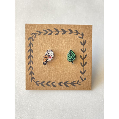 Owl And Leaf Earrings