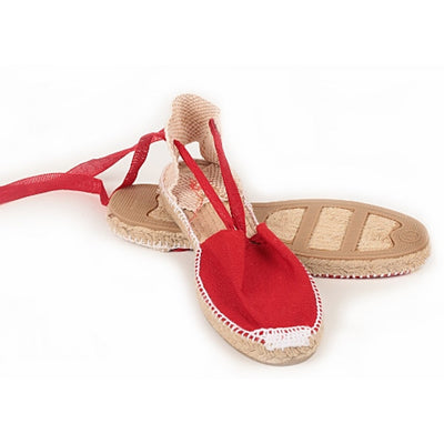 Red Lace Up Espadrilles
